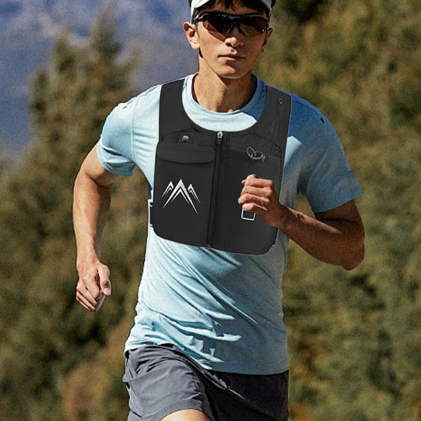 Gilet Idratazione Portatile con Tasche e Sacca d'Acqua per Maratone e Ciclismo