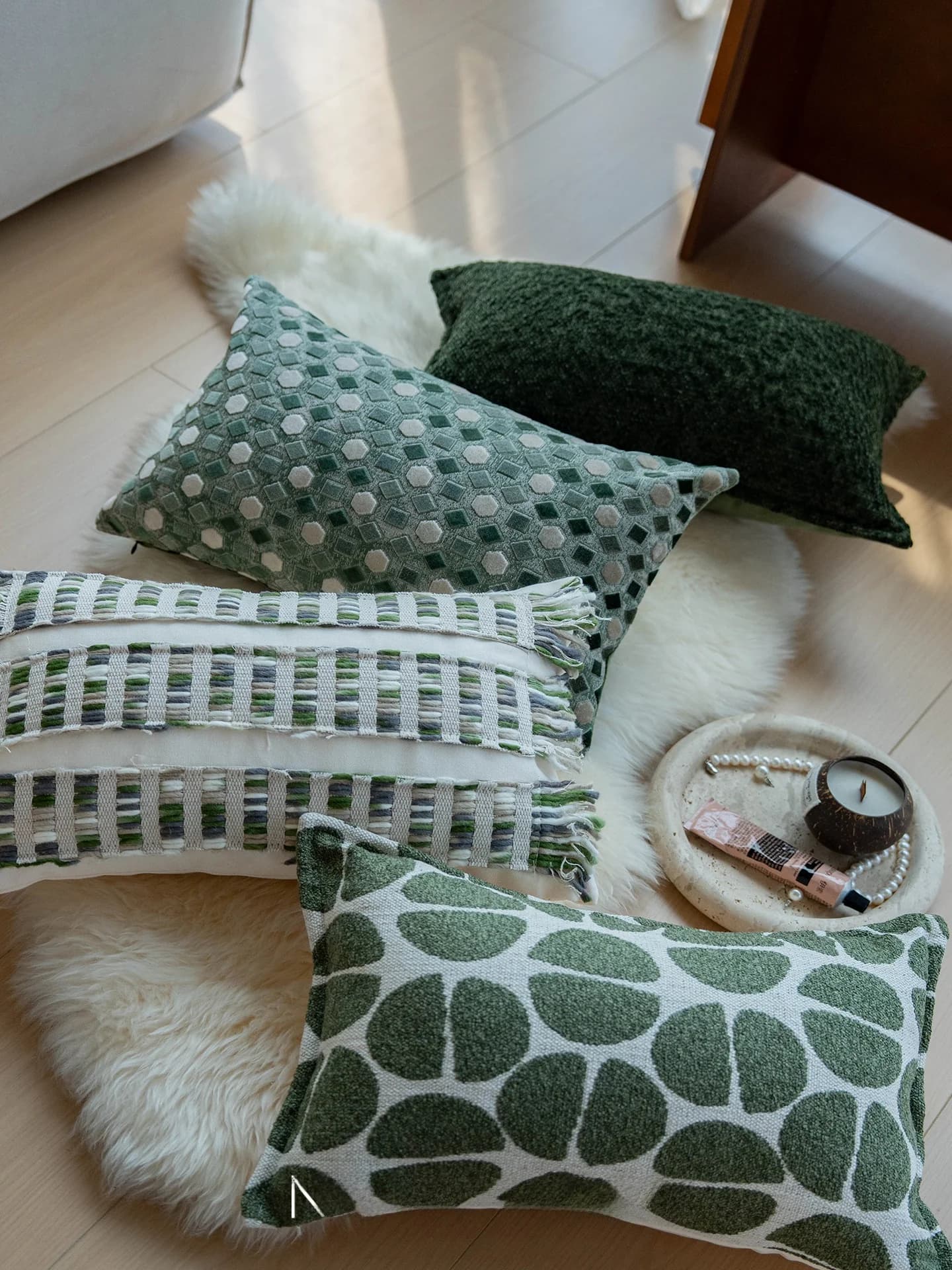 Retro Green Cotton Linen Pillow Luxury Sofa Living Room Soft Decoration Pillow Home Stay Rectangular Backrest Cushion