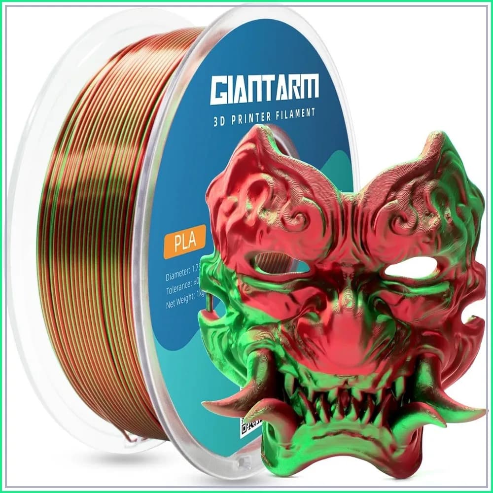 Silk Red Green Dual PLA Filament, 1.75mm +/-0.02mm, 1080ft, for FDM Printers