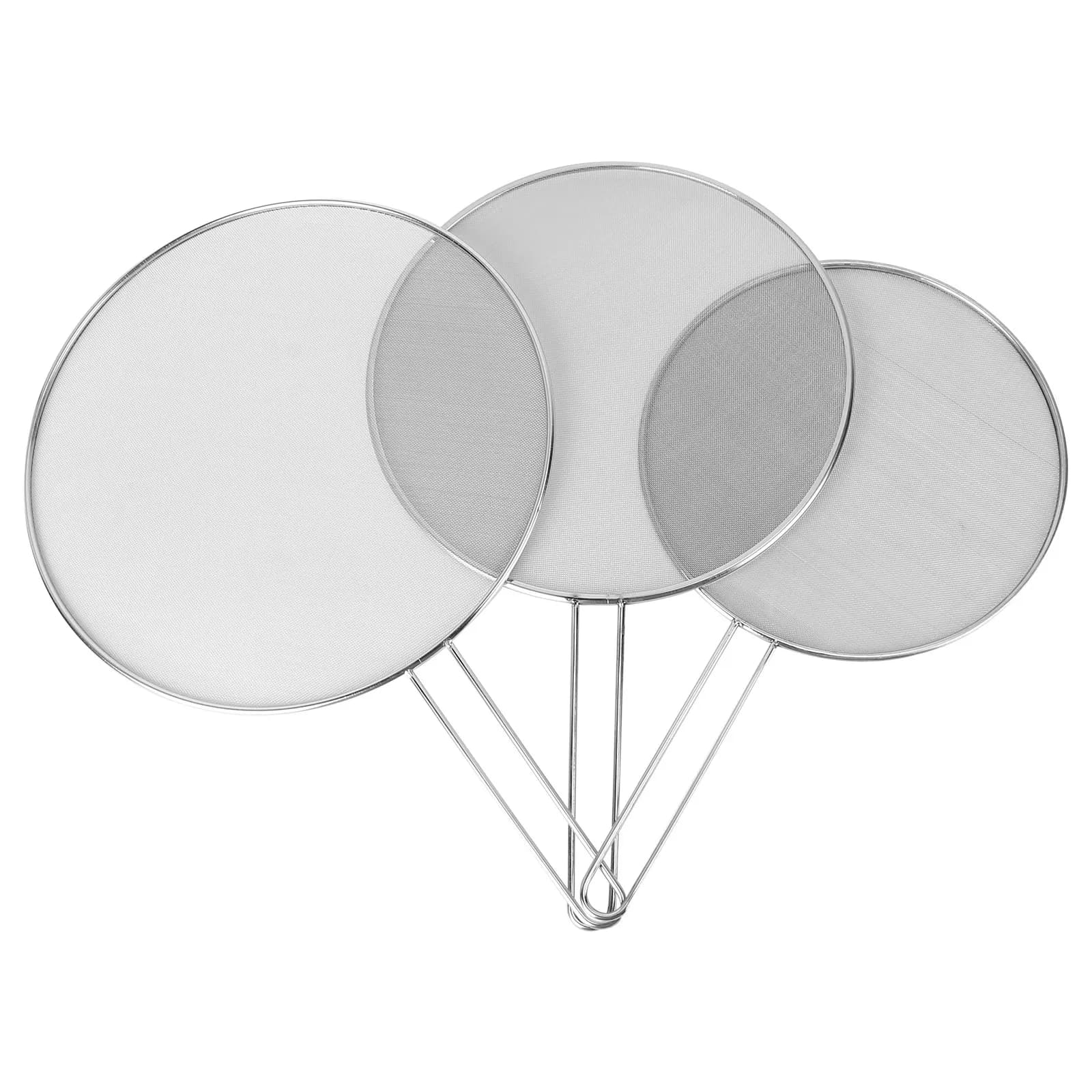 Set di 3 Protezioni Anti-Schizzi in Acciaio Inox, Colino Multifunzionale a Rete Piatta per Padelle, Pentole e Tegami