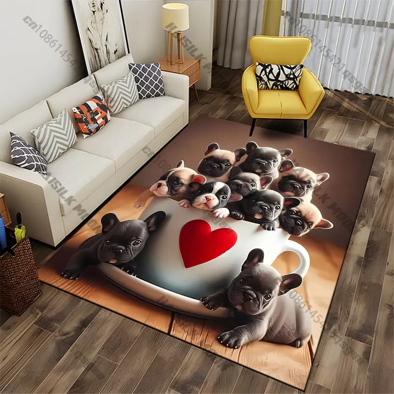 Adorabili cuccioli in un tappeto a forma di tazza, tappeto da yoga, decorazione per soggiorno, tappetino per gattonare per bambini, zerbino, tappeto per area giochi