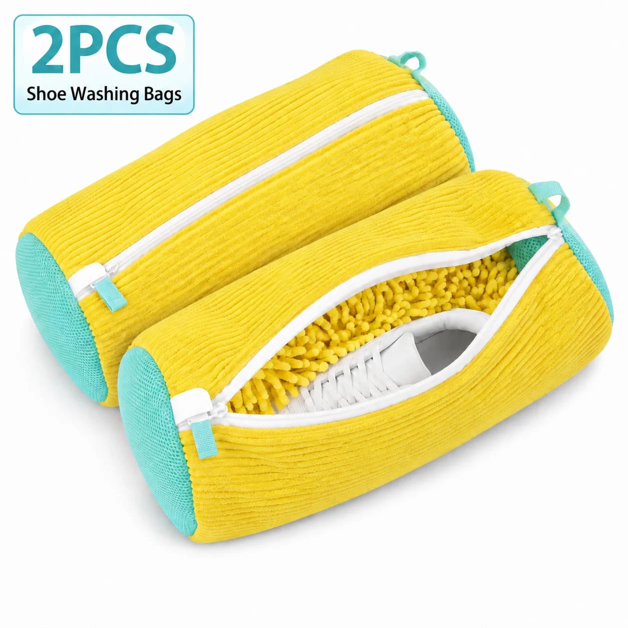 2pcs Machine Washable Shoe Washing & Drying Bag with Soft Fiber - Durable Polyester Laundry Protector for Shoes Adjustable Strap