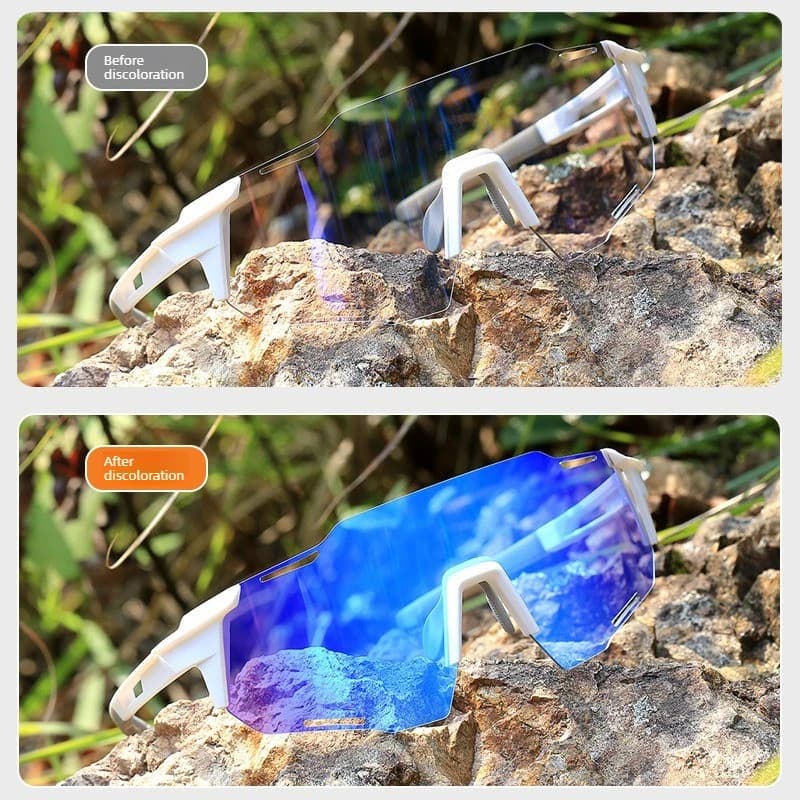 Occhiali da sole sportivi con protezione UV400, occhiali da ciclismo antiriflesso fotocromatici, occhiali da esterno antivento unisex