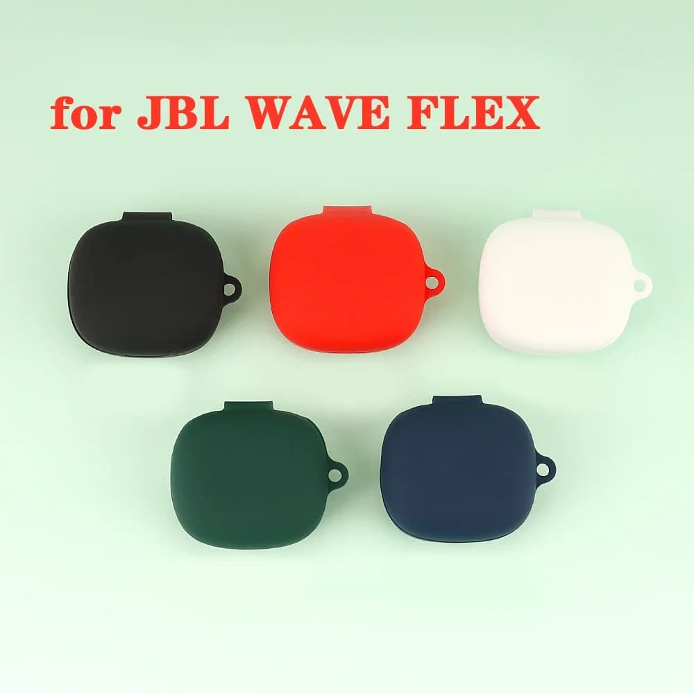 Silicone Case for JBL WAVE FLEX Case Solid Color Protection Earphone Cover for JBL WAVE FLEX 2 with Hook Charging Box Case