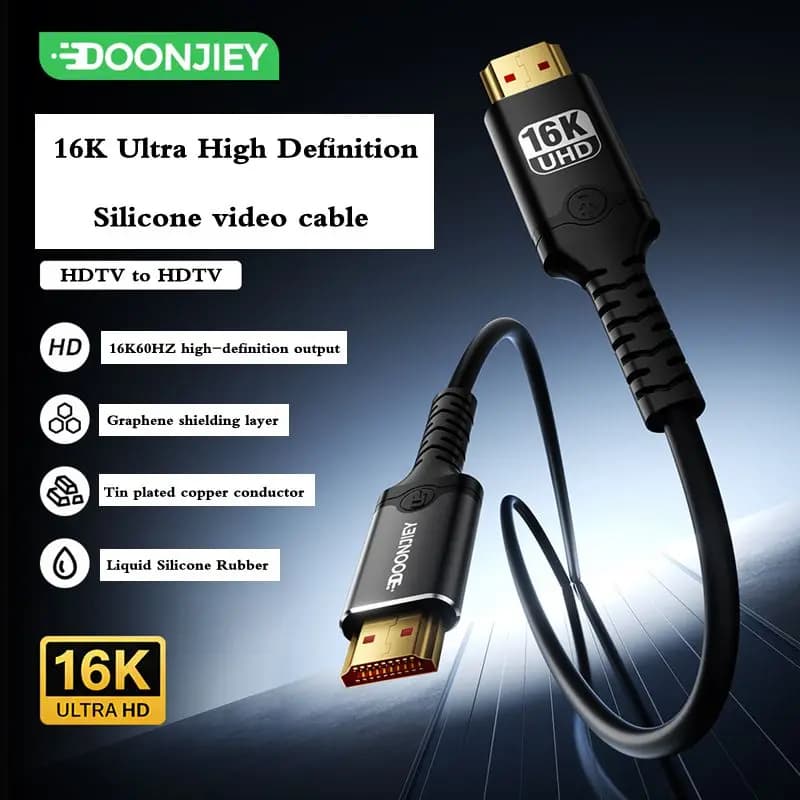 1m 2m 16K@60Hz HDMI Compatible Male to Male Ultra High Definition Liquid Silicone Audio and Video Data Transmission Cable 8K
