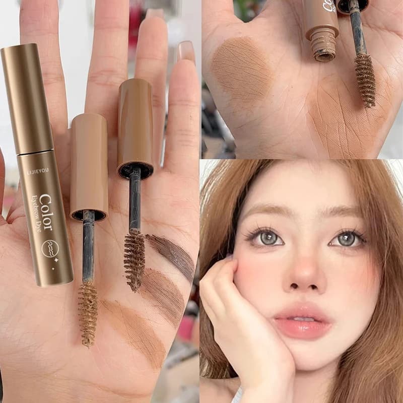 Long lasting eyebrow mascara cream in 3 colors Quick drying waterproof eyebrow gel with brush - Makeup for color eye beauty for dyeing