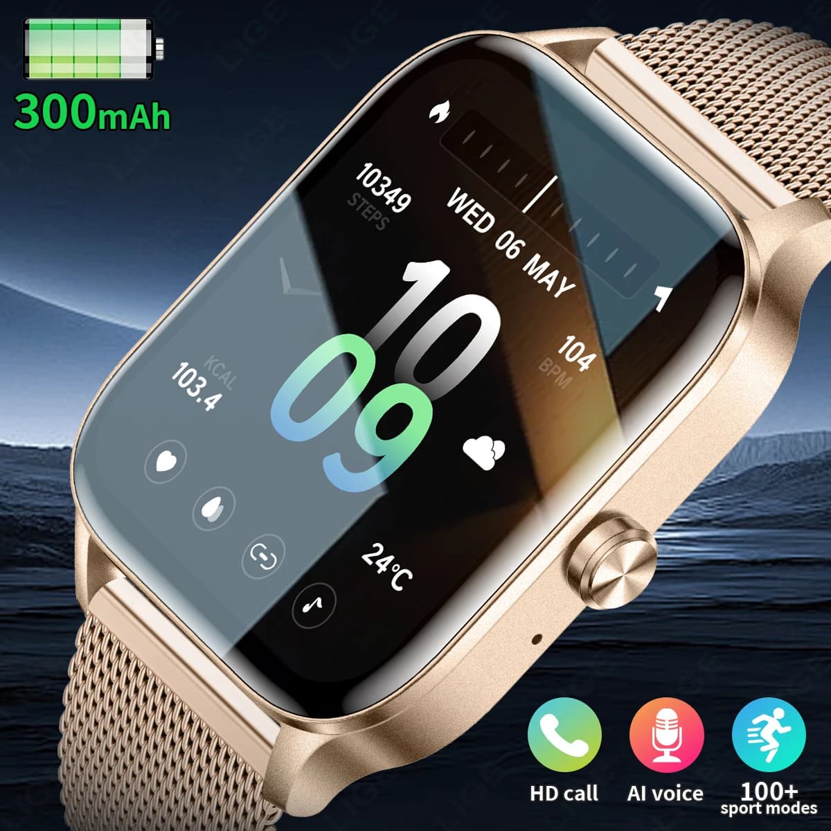 LIGE Fashion Smart Watch Women's 1.25 Inch HD Screen Custom Watch Face Healthcare Monitor Women's Watch Bluetooth Sport Smartwatche