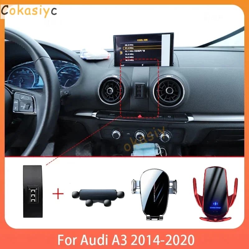 Supporto Telefono Auto per Audi A3 S3 8V 2014-2020, Base Fissa Speciale con Ricarica Wireless, Supporto Interno per Cellulare