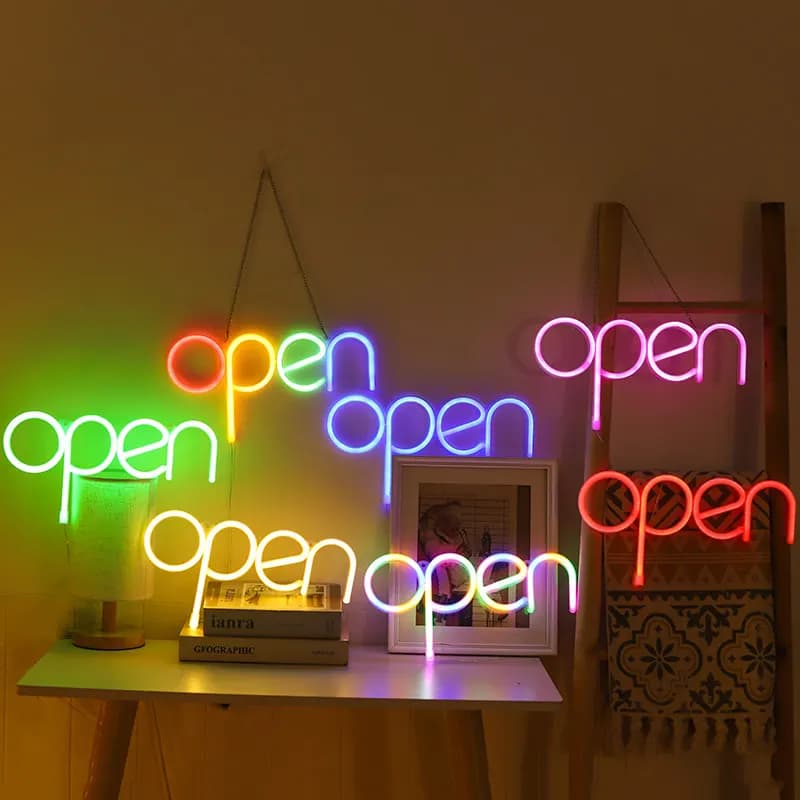 Luci al neon a LED per l'arredamento della stanza del dormitorio Luci a corda colorate con lettere aperte per la camera da letto Decorazione della parete Illuminazione per feste