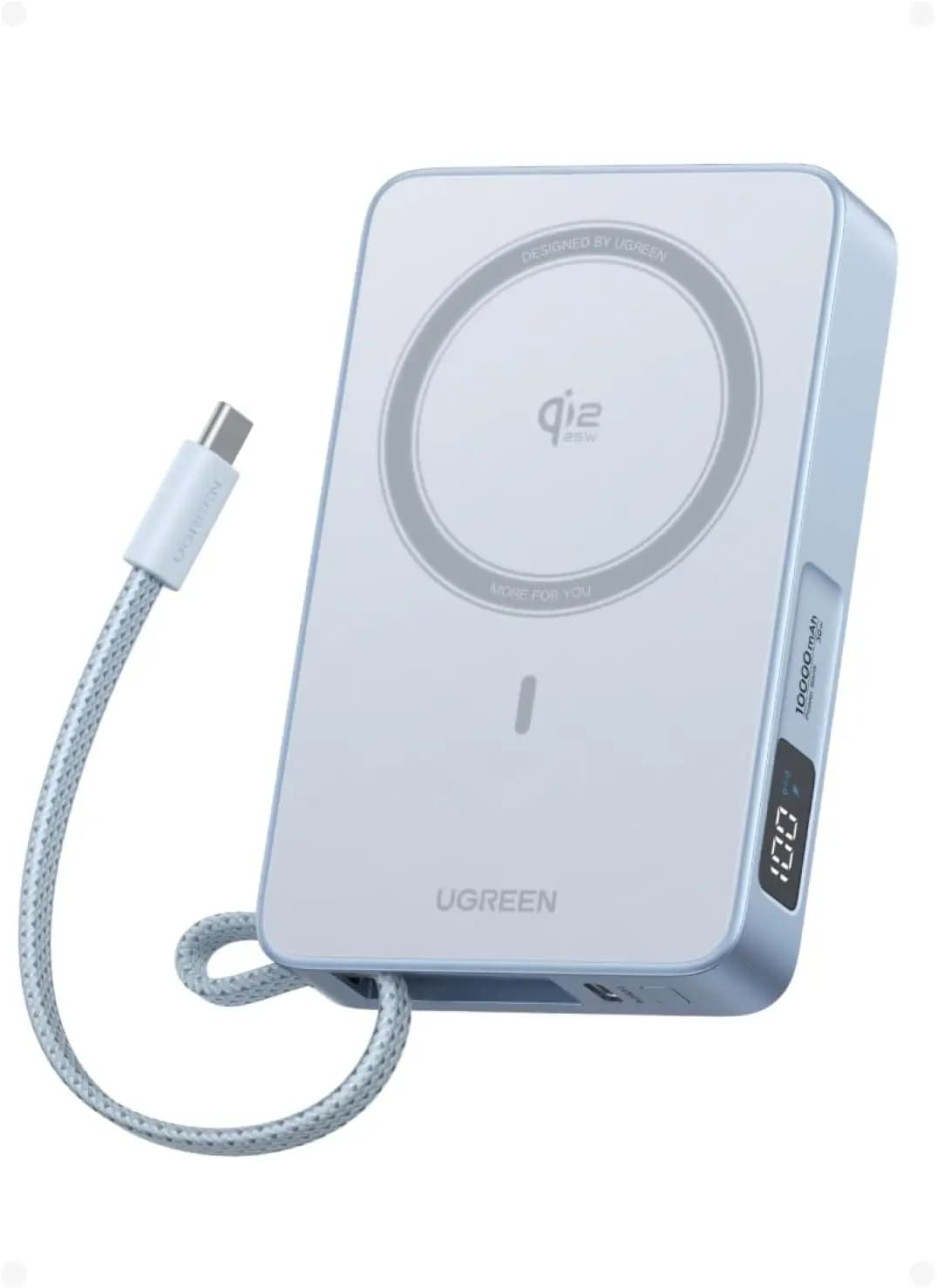 Power Bank Magnetico Qi2 25W 10000mAh con Cavo USB-C Integrato, Caricatore Wireless Veloce per iPhone Serie 17/16/15/14/13/12