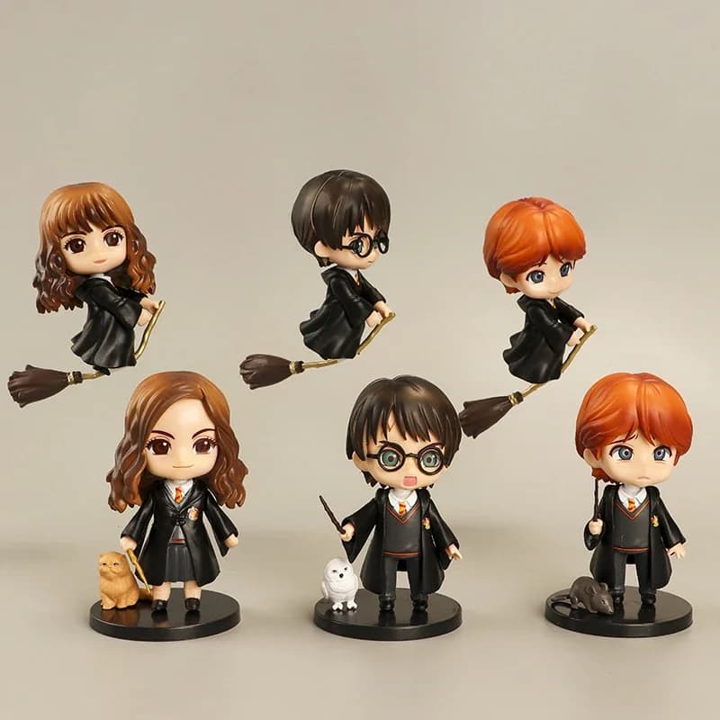 Set di 3-10 Pezzi Harry Q Style Potter Posket, Figurine in Vinile di Hermione, Ron, Hedwig, Decorazione per Torte, Modellini Auto, Bambole in PVC, Giocattoli Regalo