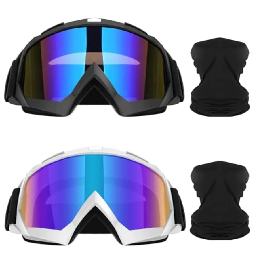 Occhiali da Moto Lievermo, Occhiali per Motocross, Confezione da 2, per ATV, Fuoristrada, Sci