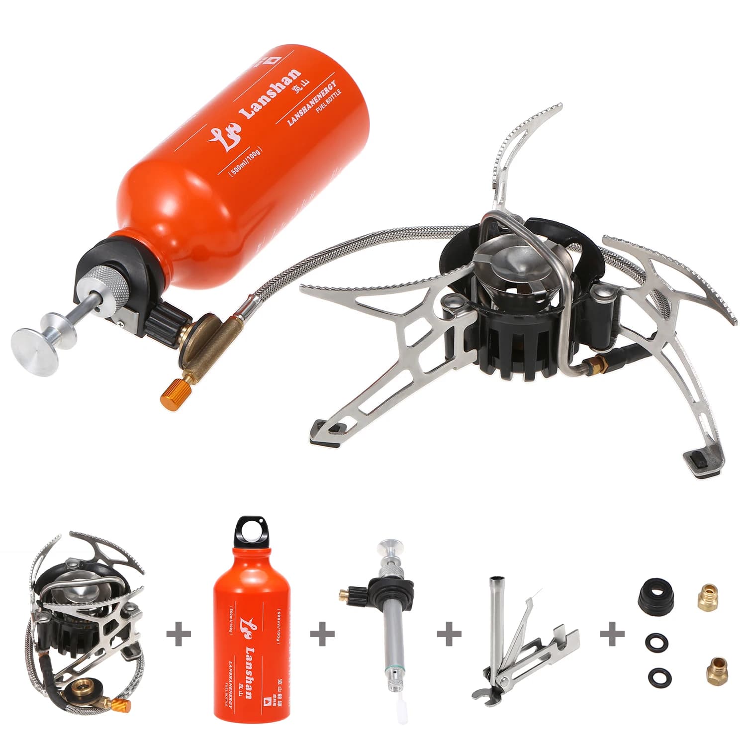 Multifuel Stove from Camping Lixada with 500ml Gasoline Tank and 9 Pillars for Camping Stove