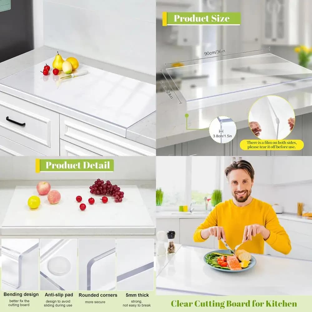 36x24 inch transparent acrylic cutter with anti-slip edge for kitchen and restaurant