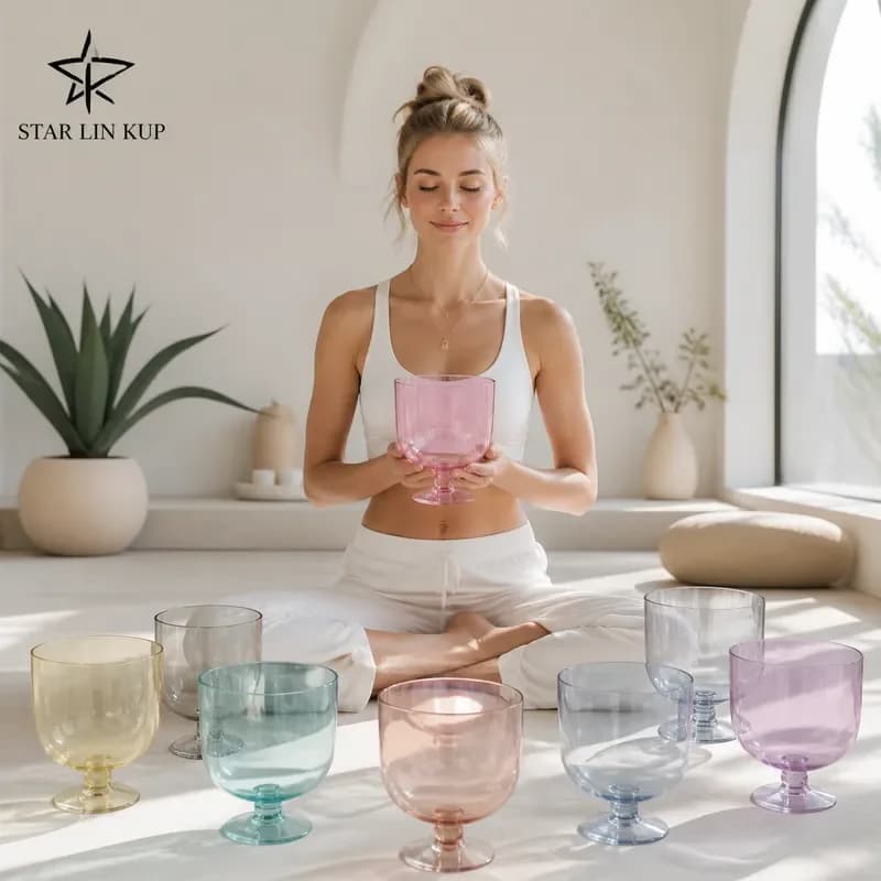 STAR LIN KUP 8pcs 432Hz Crystal Singing Bowls Set CDEFGABC Chakra Healing Sound Therapy Meditation Yoga Bowl with Mallets