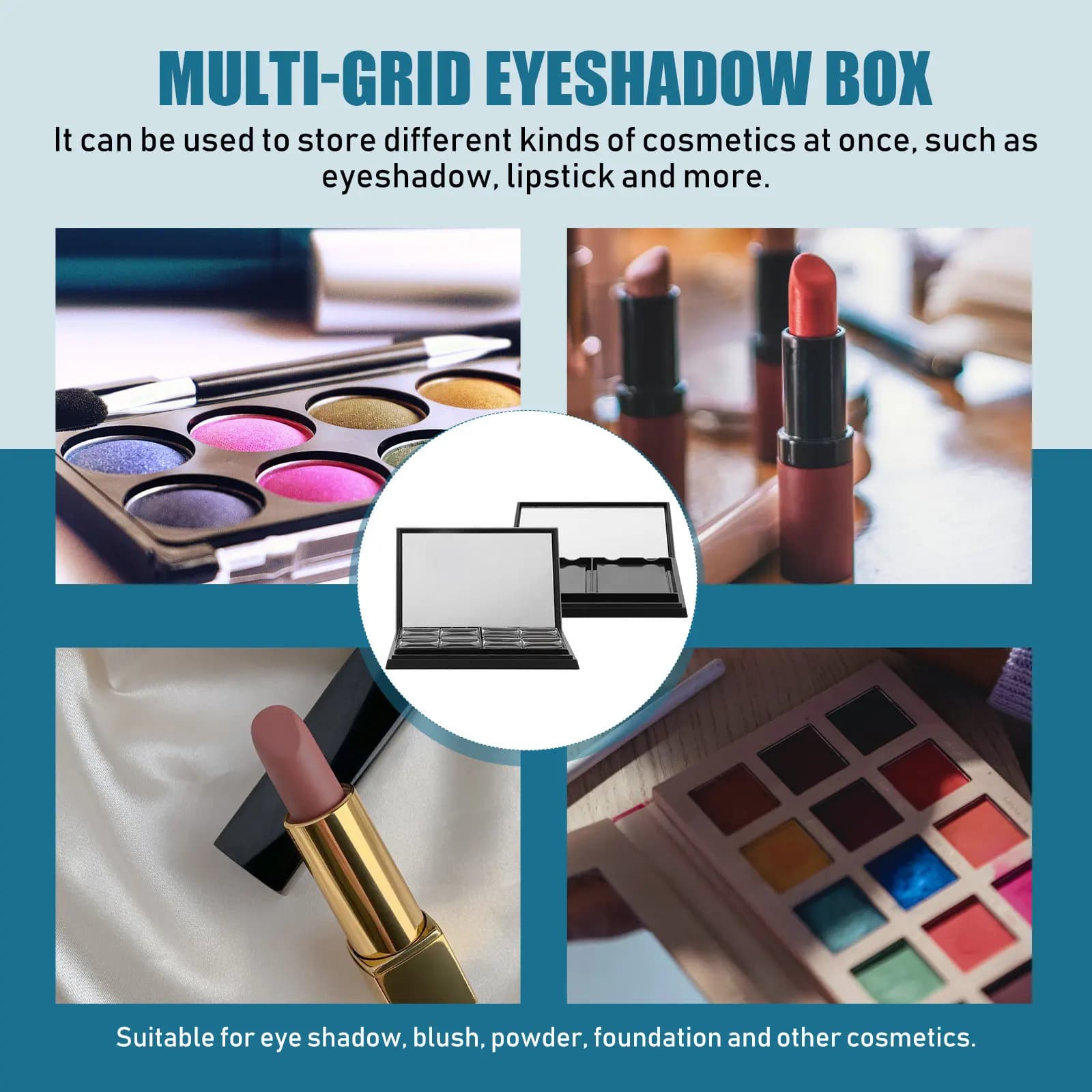 Contenitore Vuoto per Ombretti, Palette Trucco Fai-da-te, Contenitore in Metallo per Rossetto, Blush, Cipria, Fondotinta, Confezione Secondaria Resistente all'Usura
