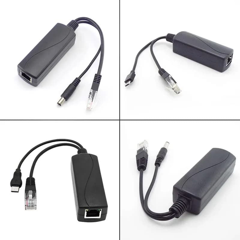 Cavo sdoppiatore POE da 48 V a 12 V 5 V Alimentazione in uscita su Ethernet Connettori Poe Adattatore per telecamera di sicurezza di sorveglianza a7