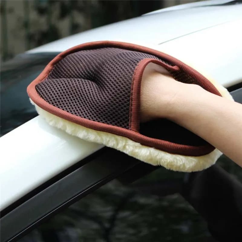1 pz Auto rotonda ceretta polacco lavaggio guanto Auto lana lavaggio guanti strumento di pulizia autolavaggio cuscinetti morbidi dettagli Auto strumento pulito