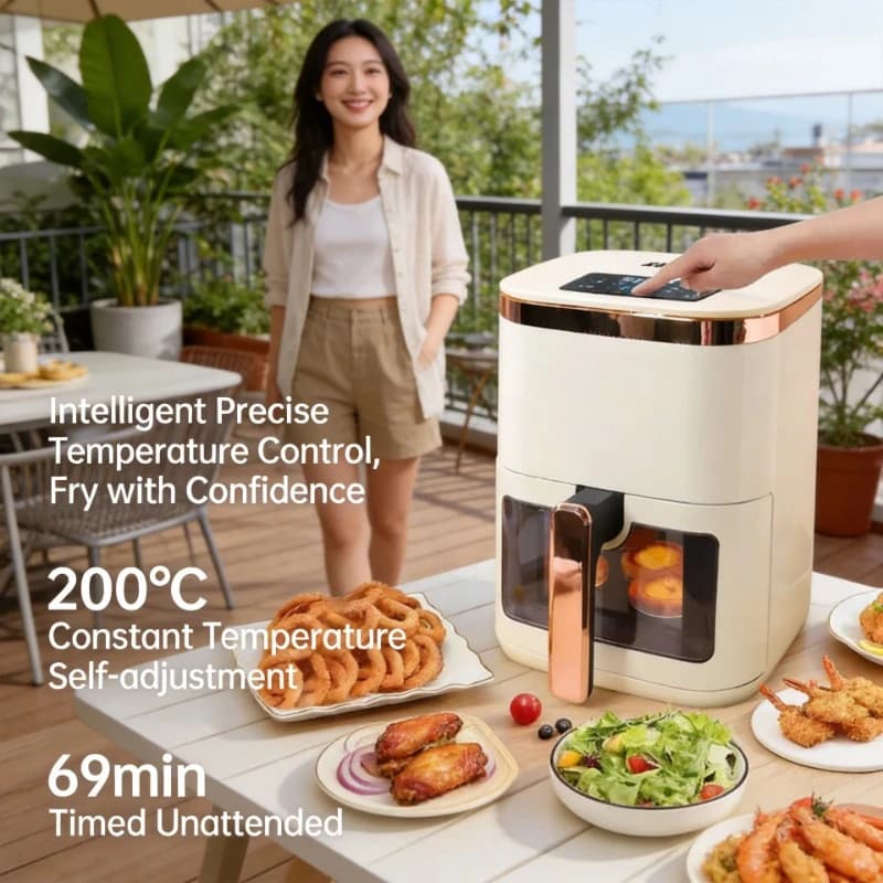 Friggitrice ad Aria Intelligente Multifunzione, Nuova Padella Elettrica Senza Olio, Forno Domestico Integrato