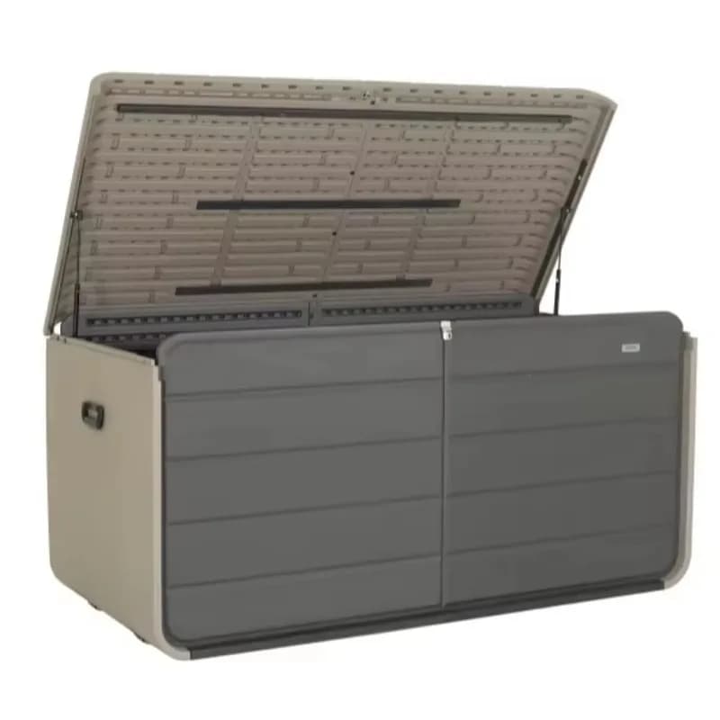 260 Gallon Plastic Exterior Grigia with Wheels Lockable and Waterproof Cover for Store Garden Bearings, Pool Supplies and Garden Tools
