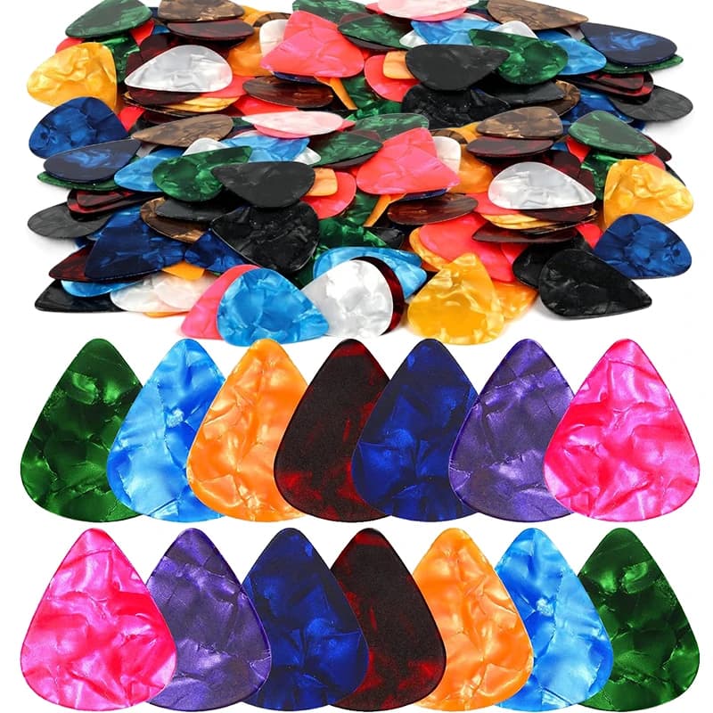 10~100Pcs Celluloid Guitar Picks Thin Pearloid Plectrums for Acoustic Electric Guitar Bass Ukulele Smooth Flex Pick Set TMZ