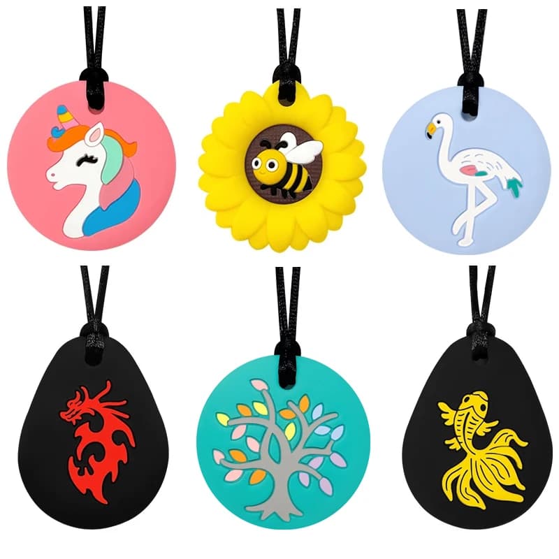 Collana sensoriale a forma di drago da 1/6 pezzi per bambini - Gioielli stimolanti e masticabili per ragazze e ragazzi