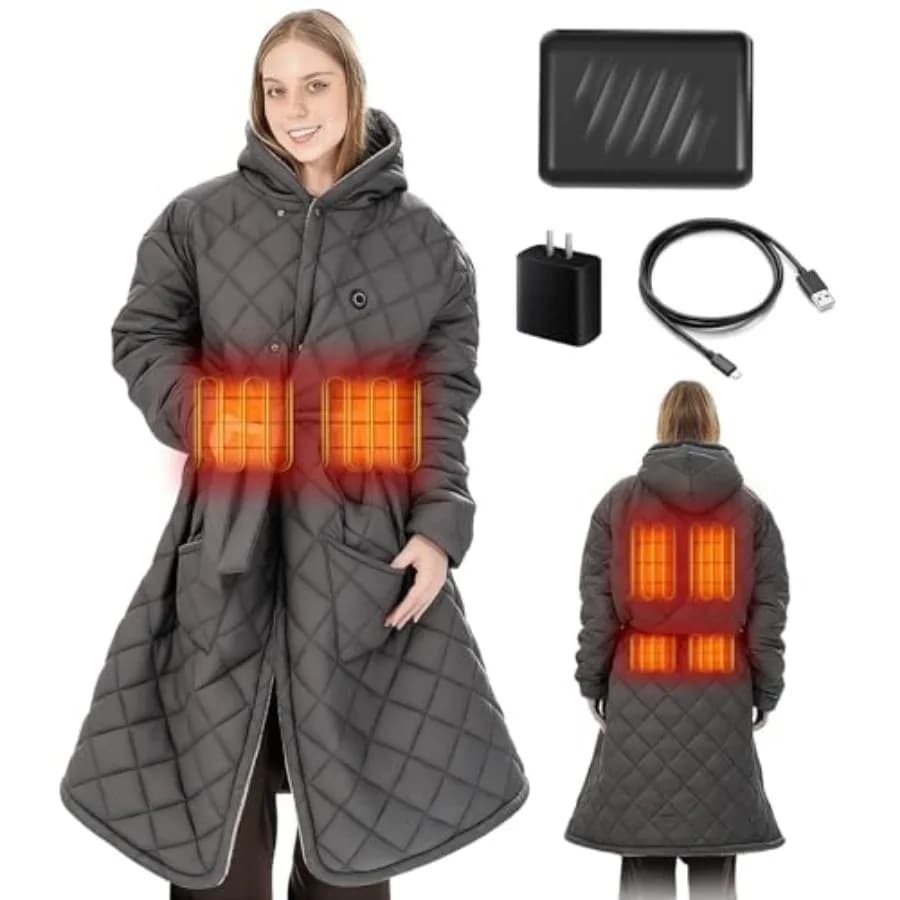 Coperta Riscaldante Portatile a Batteria, Coperta Riscaldante Senza Fili Indossabile, Ricaricabile per Donne, 20000mAh, Elettrica