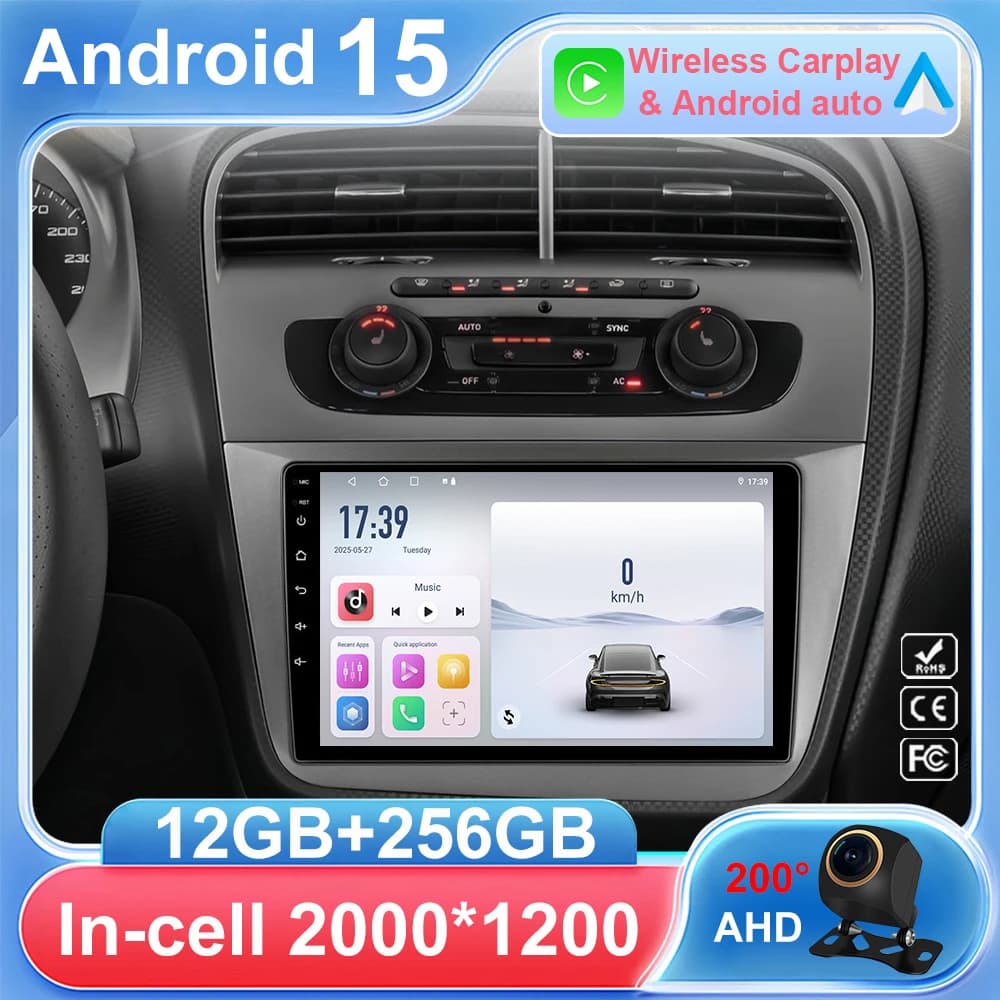 Autoradio Per Seat Altea XL Toledo 2004-2015 Auto Stereo Lettore Multimediale di Navigazione GPS Carplay Touch Screen Android 14 2DIN