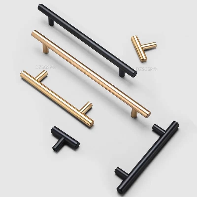 Maniglie per armadi Pomello per porta Maniglie e pomelli per porte da cucina da 50 mm a 500 mm Nero Argento Dorato Maniglia per armadio Muebles Cassetto da scrivania