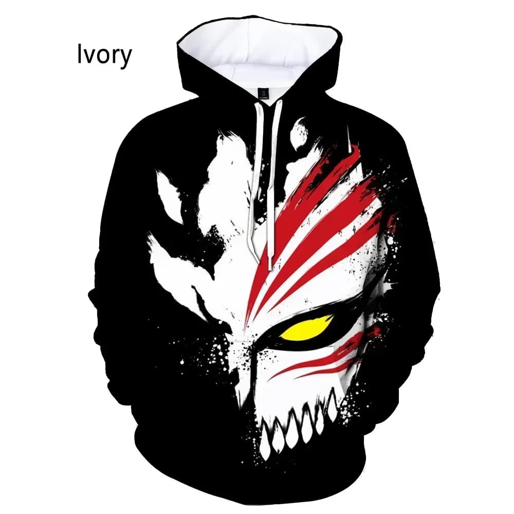 Anime Ichigo Kurosaki Felpa con cappuccio con stampa 3D Felpa da donna casual a maniche lunghe con carattere candeggina Top Fashion Streetwear