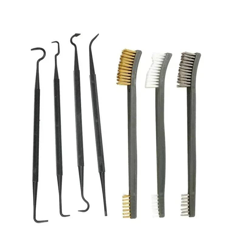 7 pezzi Kit universale per la pulizia della pistola 3 pezzi Spazzola in filo di acciaio 4 pezzi Set di prelievo in nylon Pistola giocattolo Accessori per fucile Strumento di pulizia