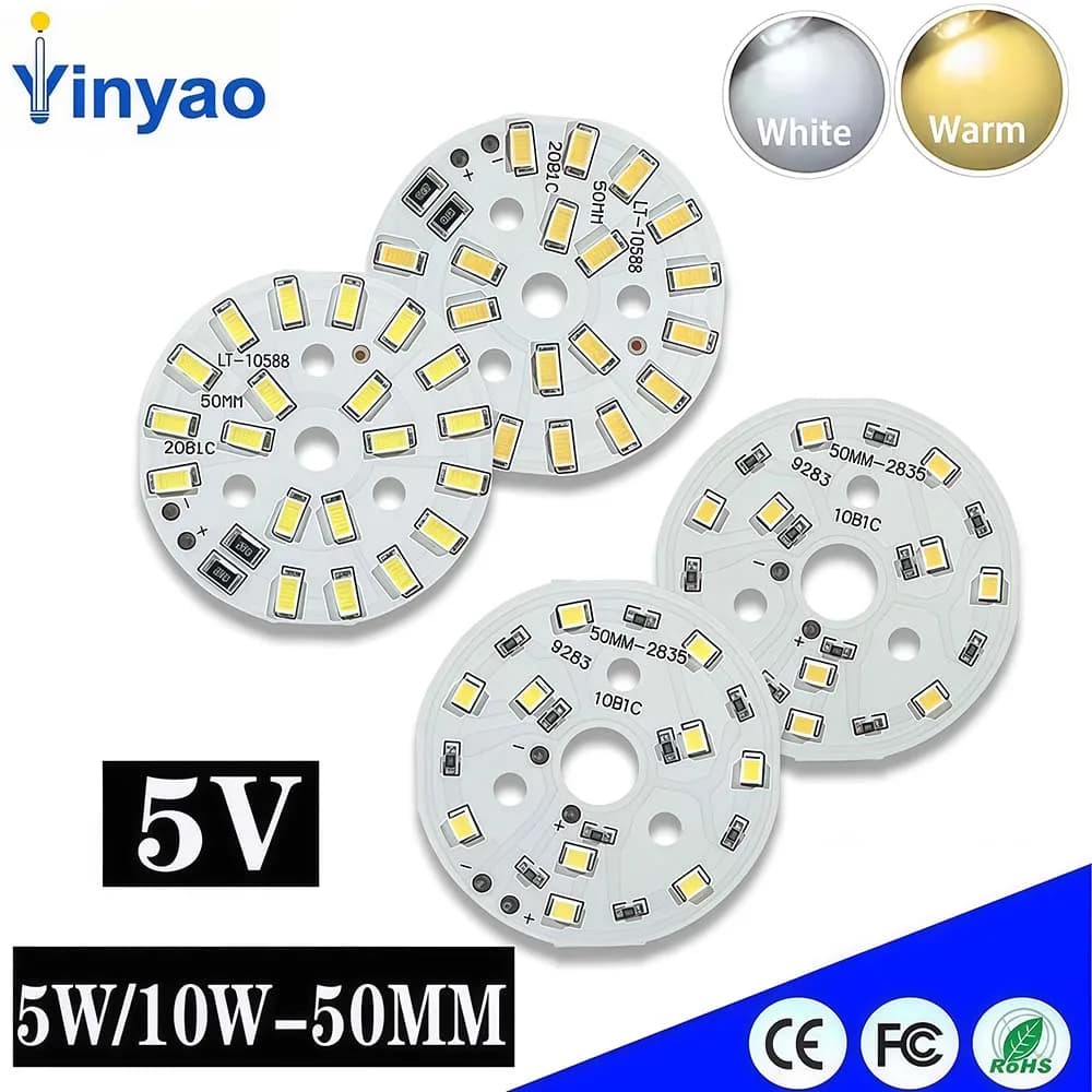 5-10Pcs 5W 10W White 6000K Warm White 3000K 5V Round High Brightness LED Light Board SMD5730 SMD2835 DIY Night Lamp Table Lamp