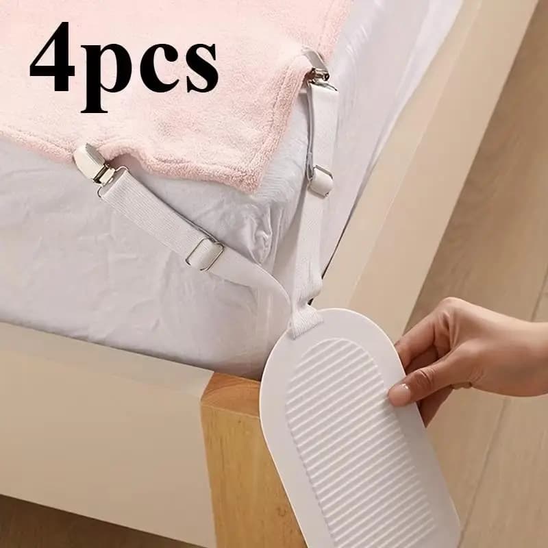 Clip per lenzuola regolabili, set di 4 cinghie elastiche antiscivolo invisibili per lenzuola, per casa e hotel