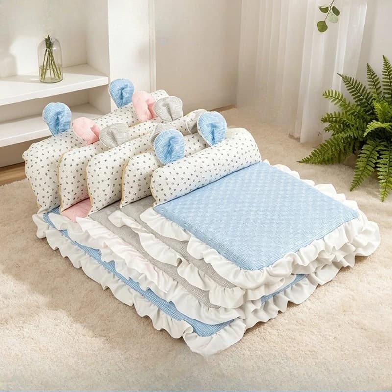Summer Cooling Pet Mat Cute Rabbit Ear Design Soft Breathable Cooling Sleeping Pad for Dog Cat Bichon，breathable & Comfortable