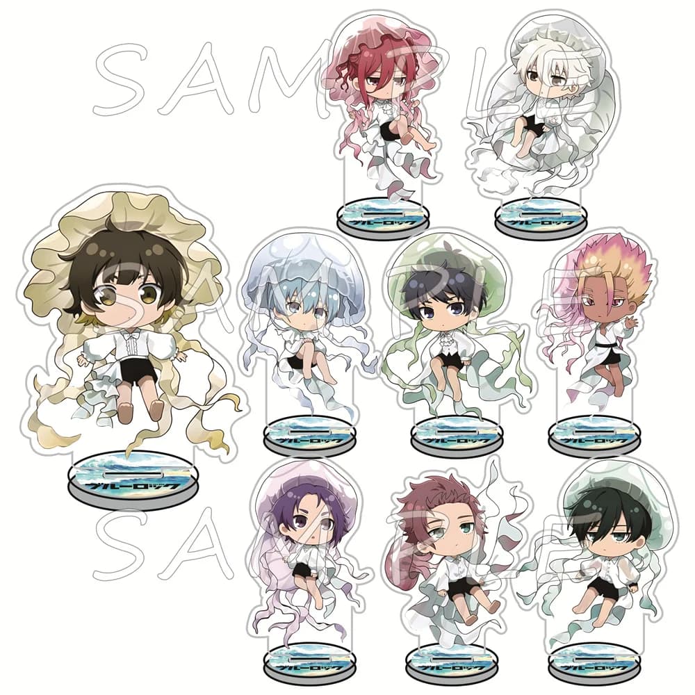 BLUE LOCK 10cm Acrylic Stand Figures keychain Jellyfish Sea Theme Anime Collectible Desktop Display Bag Decor Cosplay Fan Gift