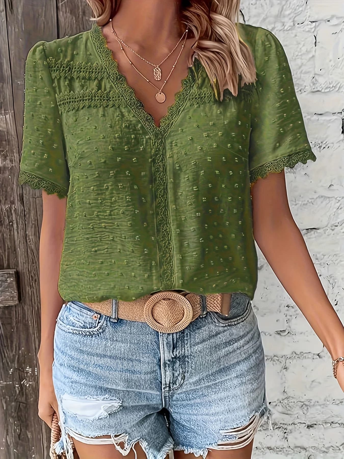 Camicia taglie forti da donna verde oliva camicia estiva chic ed elegante camicia casual da donna alla moda Verde oliva