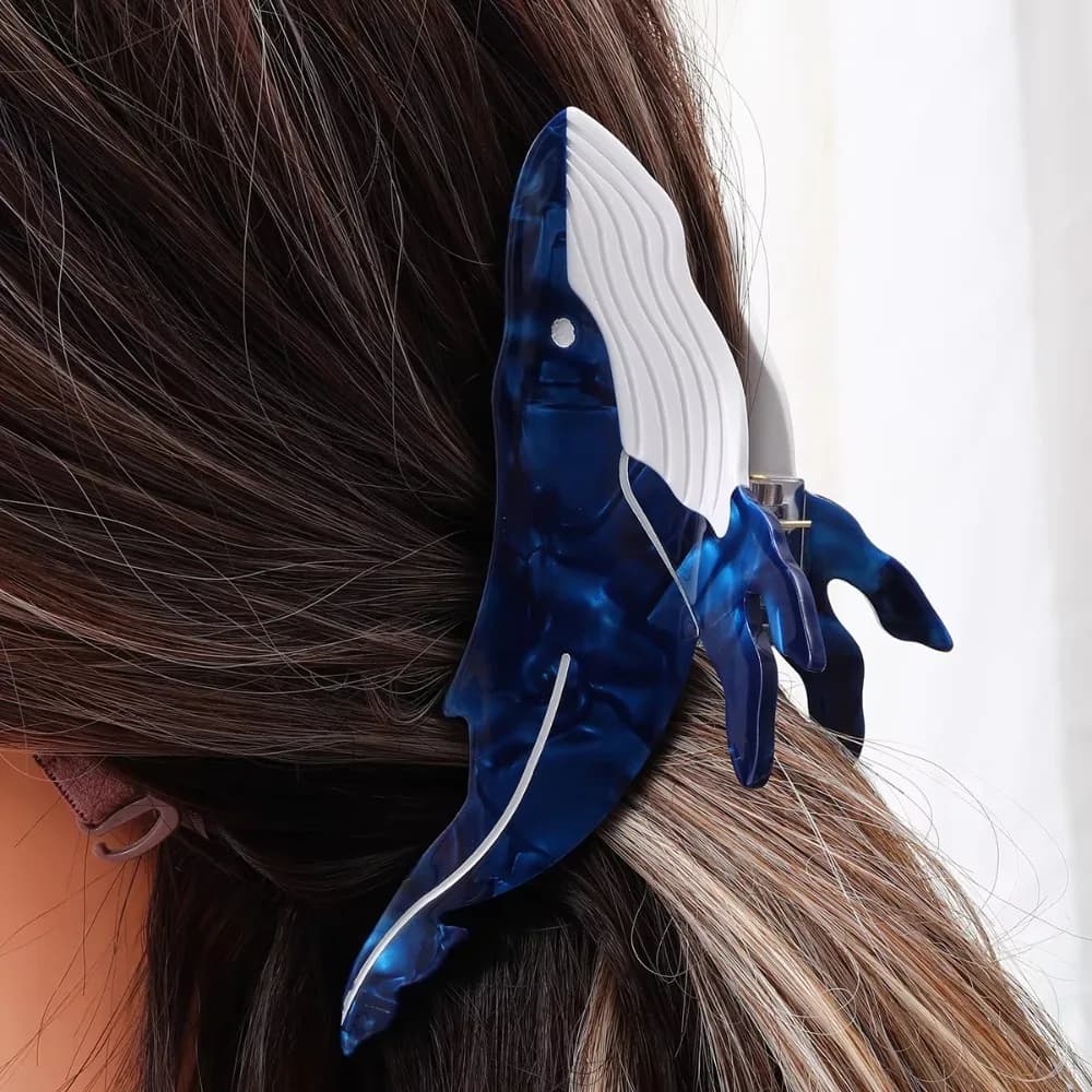 Fashion Large Size Whale Hair Claw Cartoon Non Slip Acetate Hair Clips Lightweight Whale Shaped Hair Claw Headwear