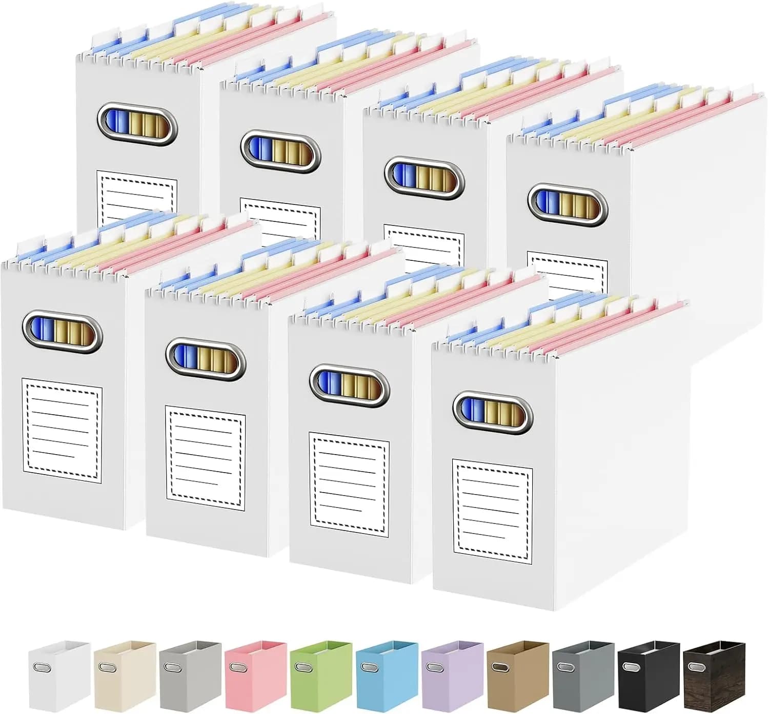 Scatola Organizzatrice per Documenti, Portadocumenti Pieghevole in Cartone con Maniglia per Archivio a Sospensione Formato Letter, Documenti
