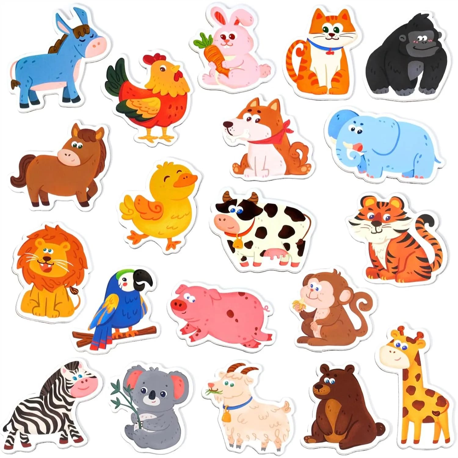 Wooden Fridge Magnets for Toddlers 20 Cute Animals Refrigerator Magnets Full Back Magnetic Toys Fun Educational Baby Learning