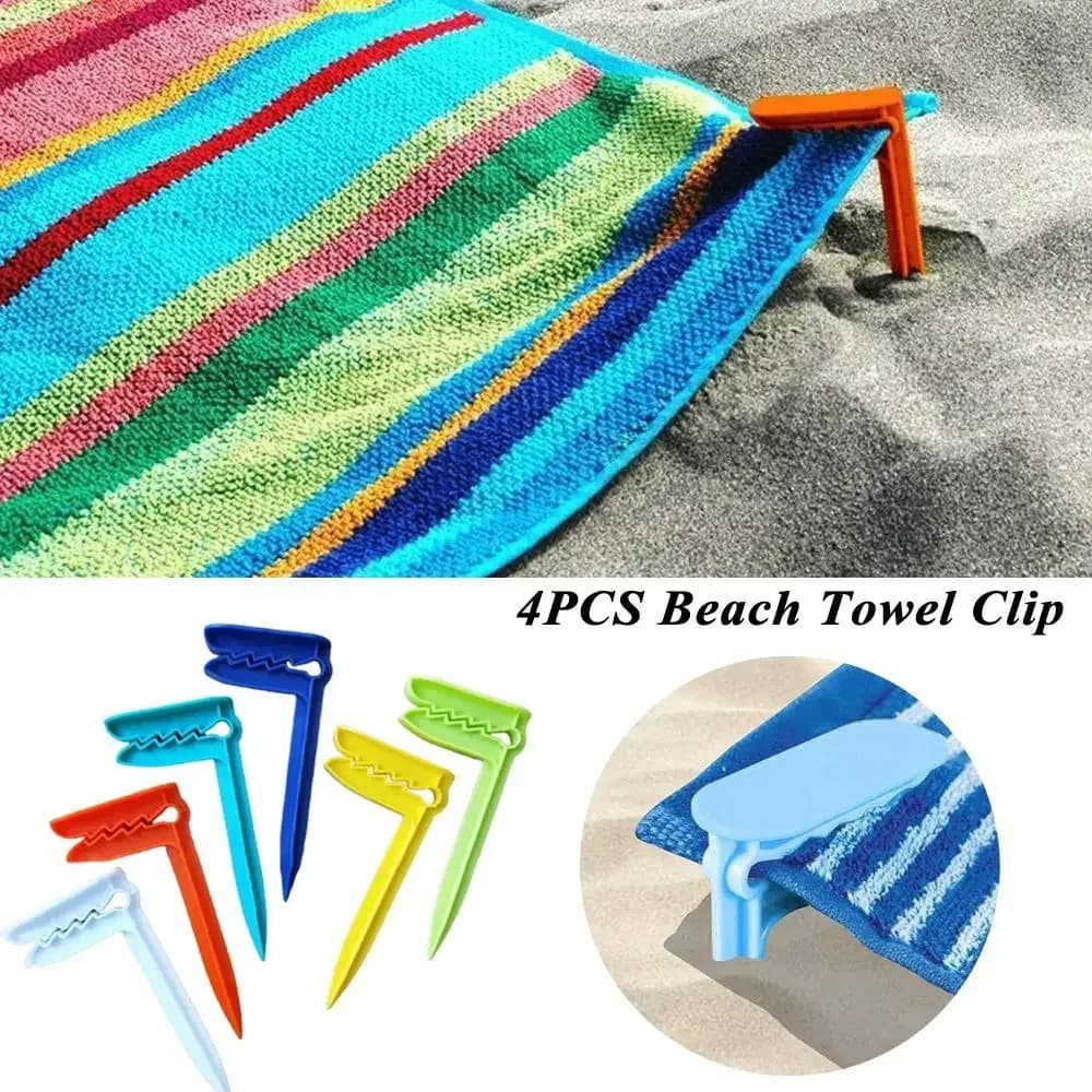 4PCS Clip per asciugamano da spiaggia Clip per tappetino da campeggio Mollette decorative per esterni Porta lenzuolo Morsetto per asciugamani Mollette per tende Clip per tende