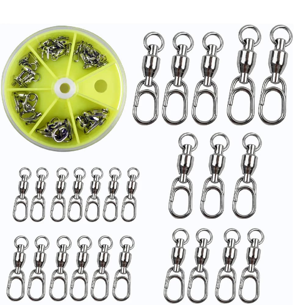 25-piece ball bearing fishing rods with oval split ring High-strength power spout Quick-change clip Fishing connector with bait