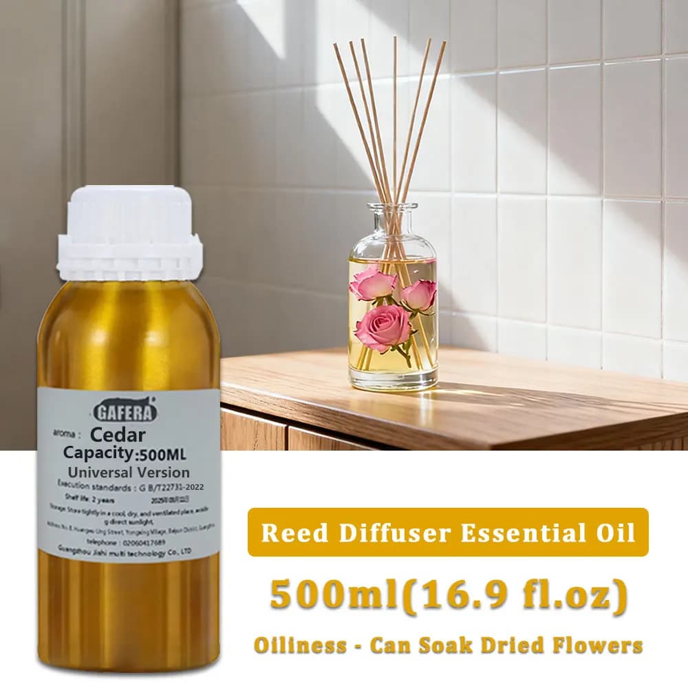 GAFERA 500ml (16.9 fl.oz) Olio Essenziale di Cedro e Rosa, Olio Aromatico di Ricambio per Diffusori per Hotel, per Diffusori a Bastoncini e Aromaterapia Senza Fiamma