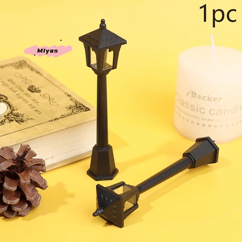 1 pezzo di lampione a LED in miniatura, luci postali, panca per parco di Natale, micro paesaggio, fata, giardino, ornamento, decorazione per casa delle bambole