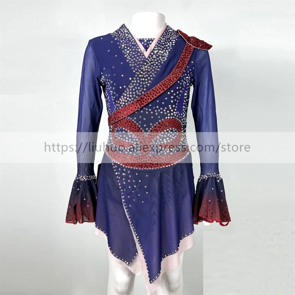 LIUHUO Women Aldult Girl Customize Costume Performance Competition Leotard Ice Figure Skating Dress Roller Modern Purple Dance
