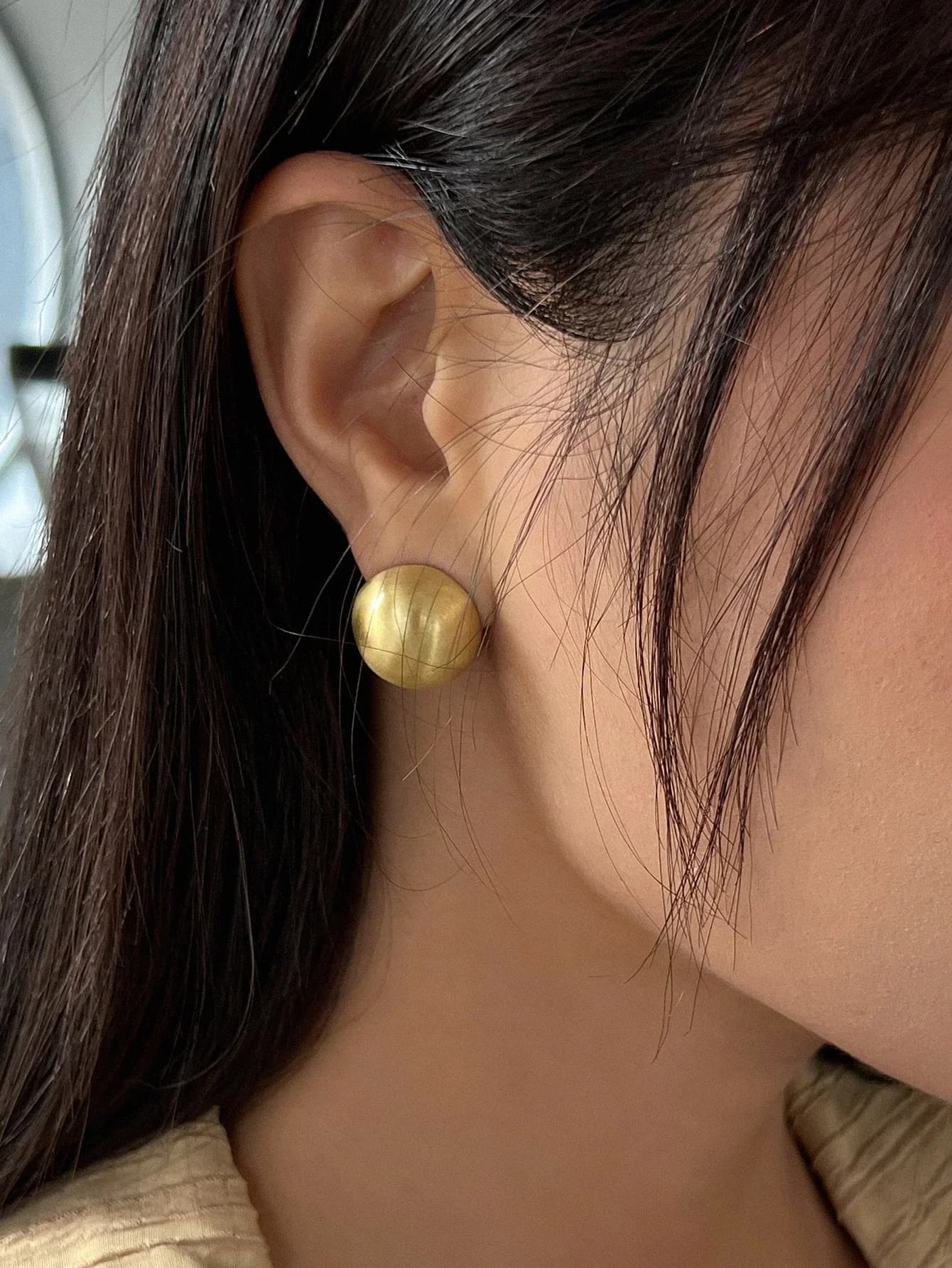 Minimalist Gold-Tone Spherical Stud Earrings For Everyday Wear