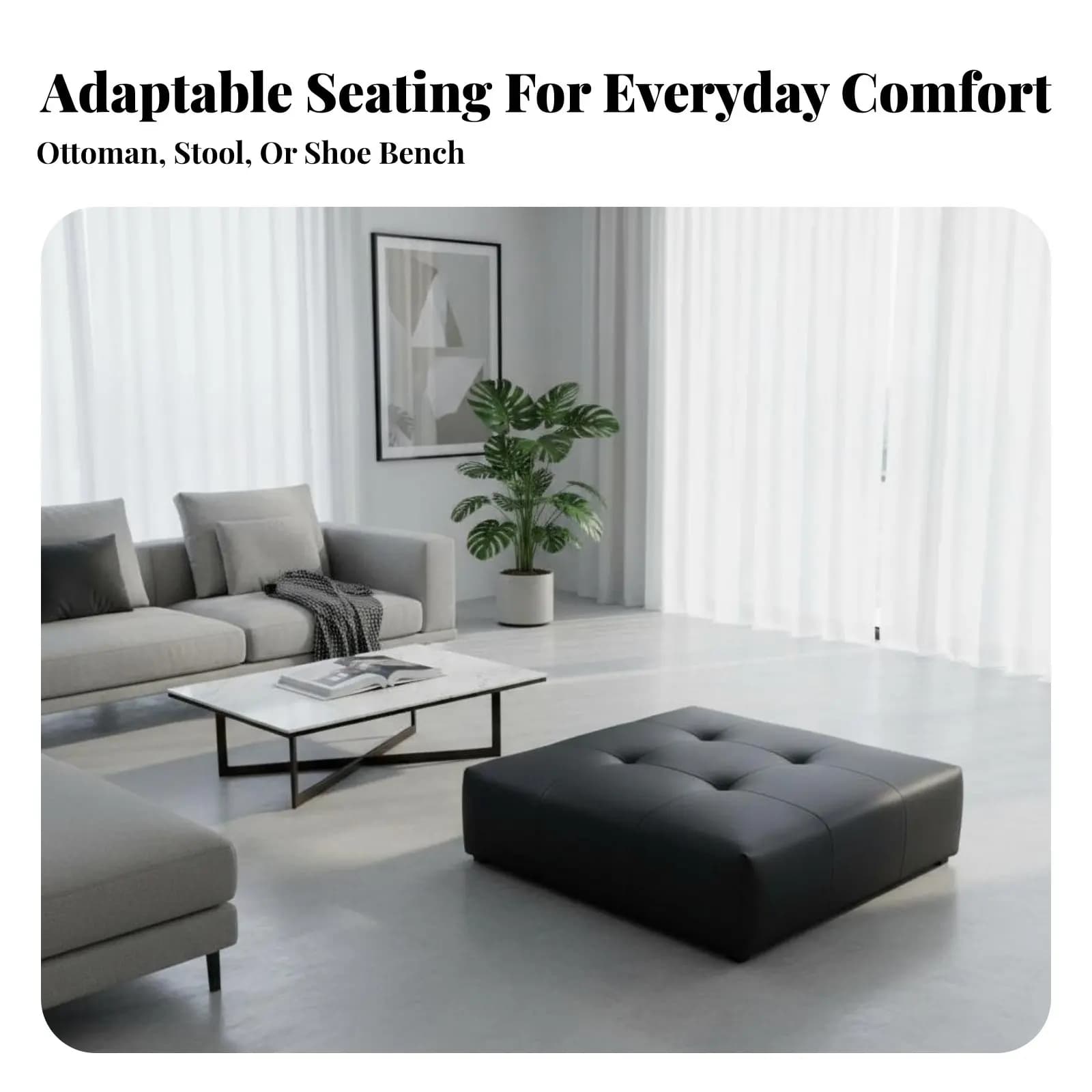 Sgabello Cubo Quadrato dal Design Minimalista, Seduta Imbottita Connettibile, Multiuso per Adulti, Proprietari di Casa, Armadi