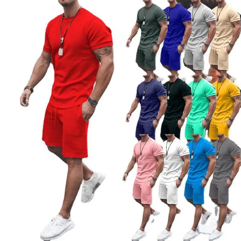 Summer Casual Thin Short Sleeve round Neck T-Shirt And Shorts Sports Wear for Teenagers And Men Sportswear Set Lightweight
