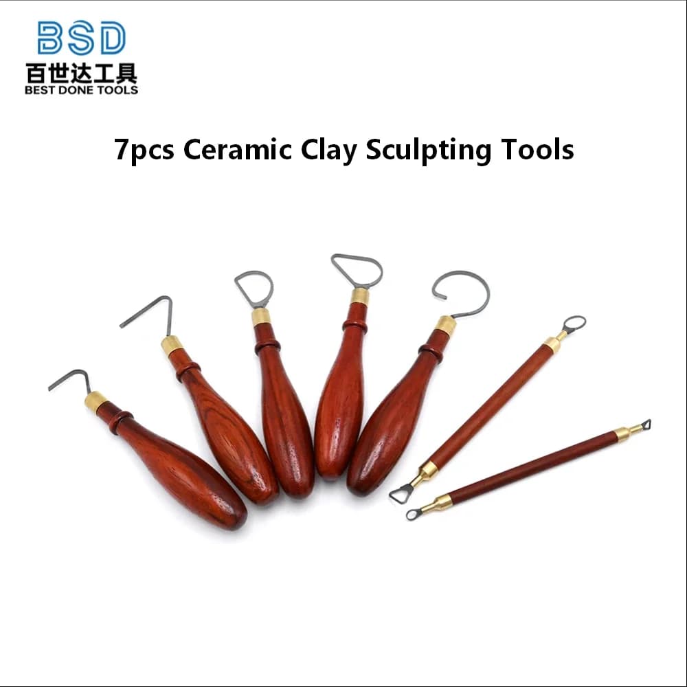 Set di 7 Utensili in Carburo Ceramico per Ceramica - Coltello per Rifilatura e Punzone Rotondo per Ceramica