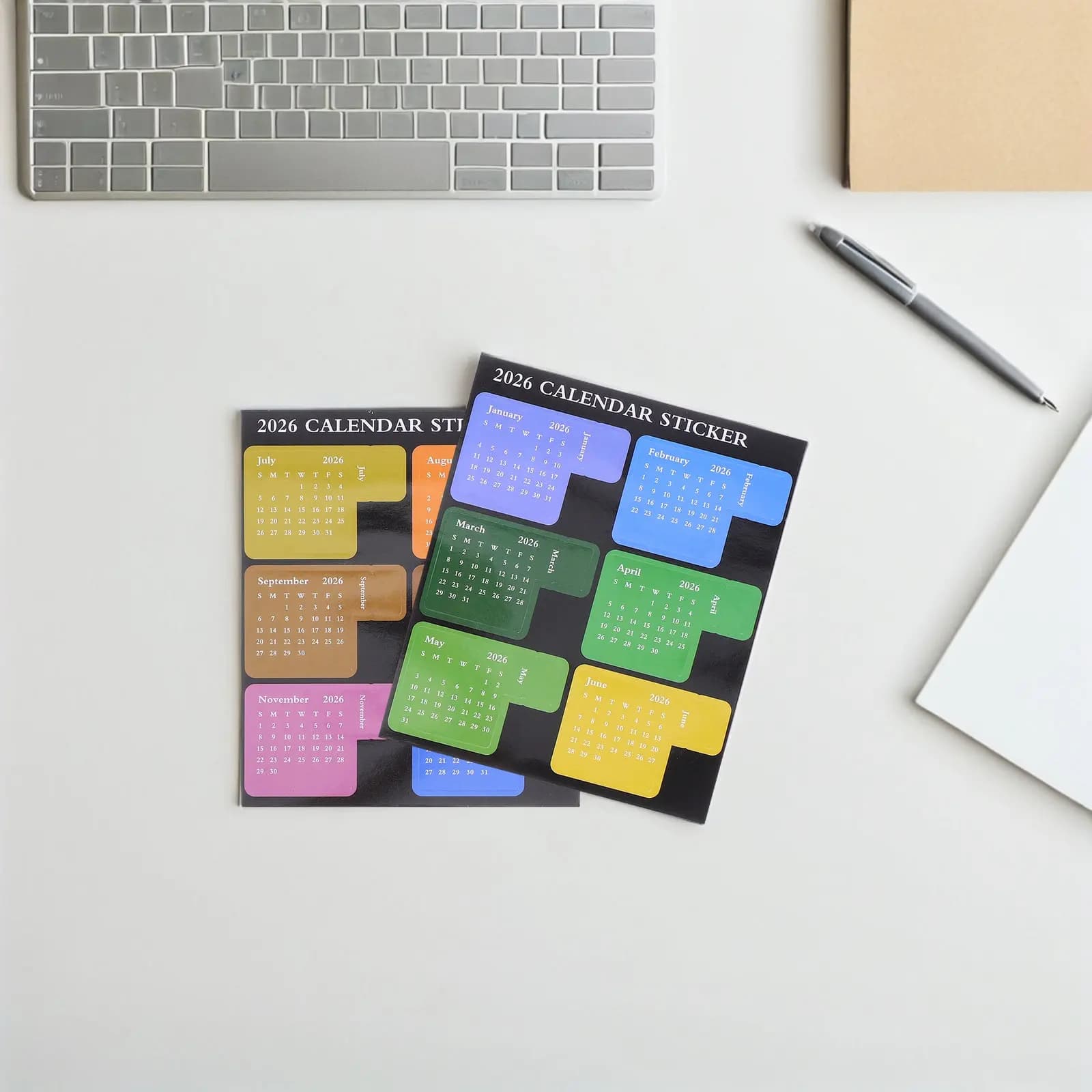 2 Set di Adesivi Calendario 2026, Etichette Adesive Mensili per Diario, Agenda, Quaderno, Organizer, Segnapagina