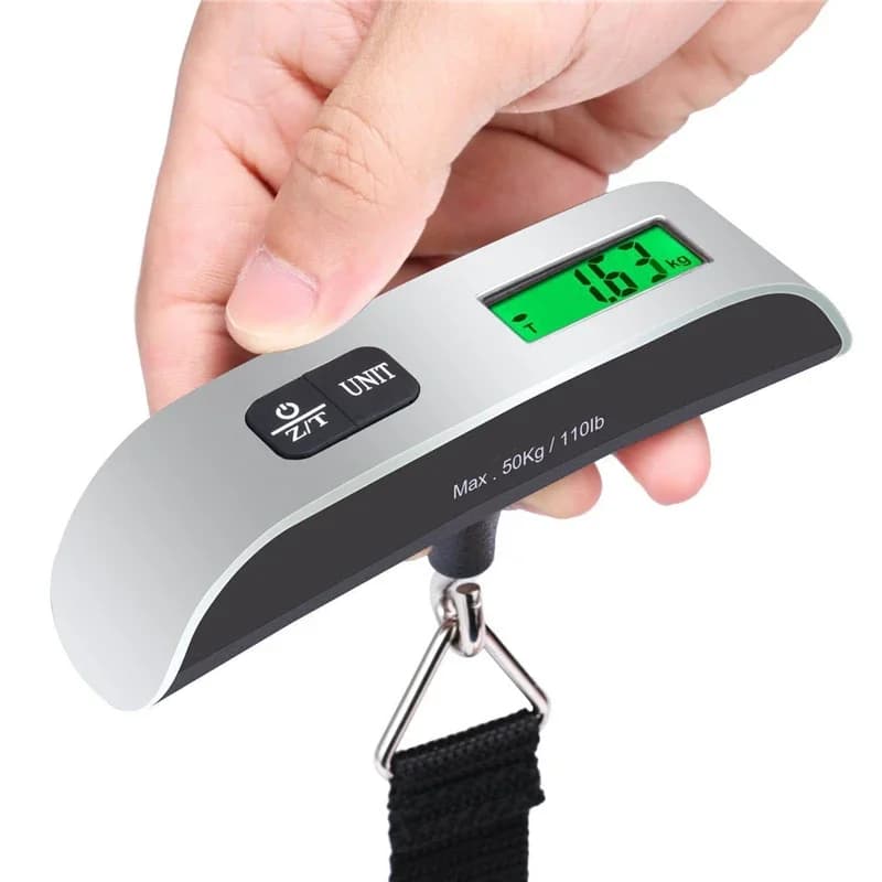 Bilancia Digitale per Bagagli 110lb 50kg, Portatile e Manuale, per Valigie da Viaggio